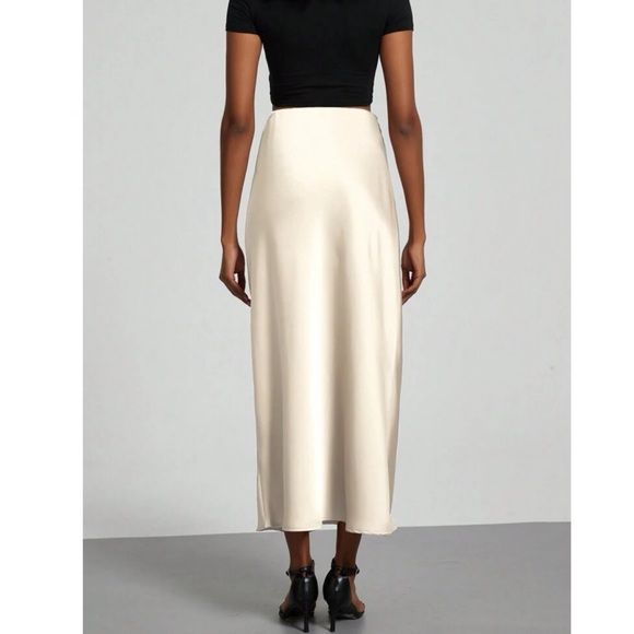 Satin Chic midi skirt in beige - Picture 4 of 6